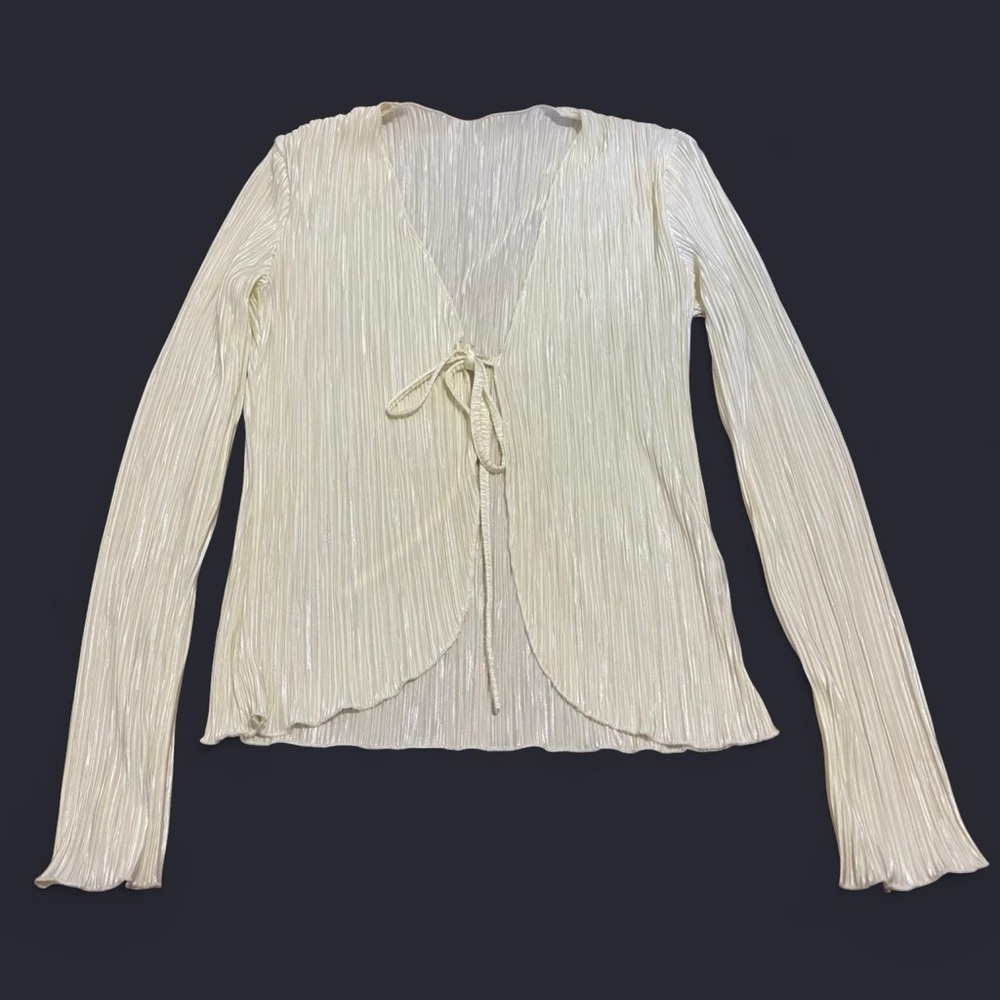 Cream Tie-Front Women's Top